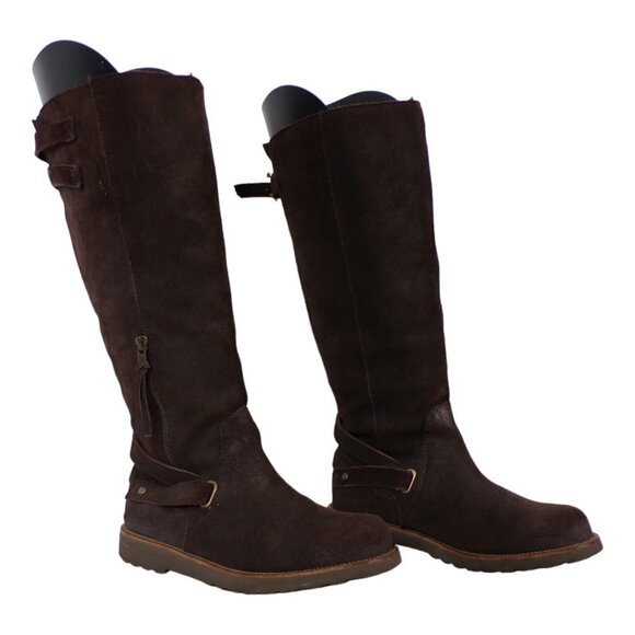 EMU Australia Suede Kemmie Knee-high Waterproof Sheepskin Boots Brown Sz 7 #1051 - Picture 3 of 11